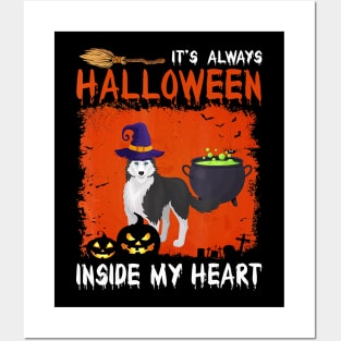 Husky It's always Halloween inside my heart Posters and Art